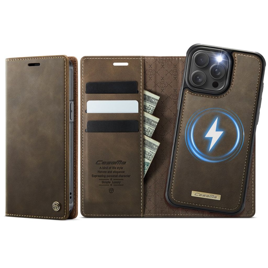 CASEME iPhone 14 Pro Wallet Cover MagSafe RFID Blocking - Brown