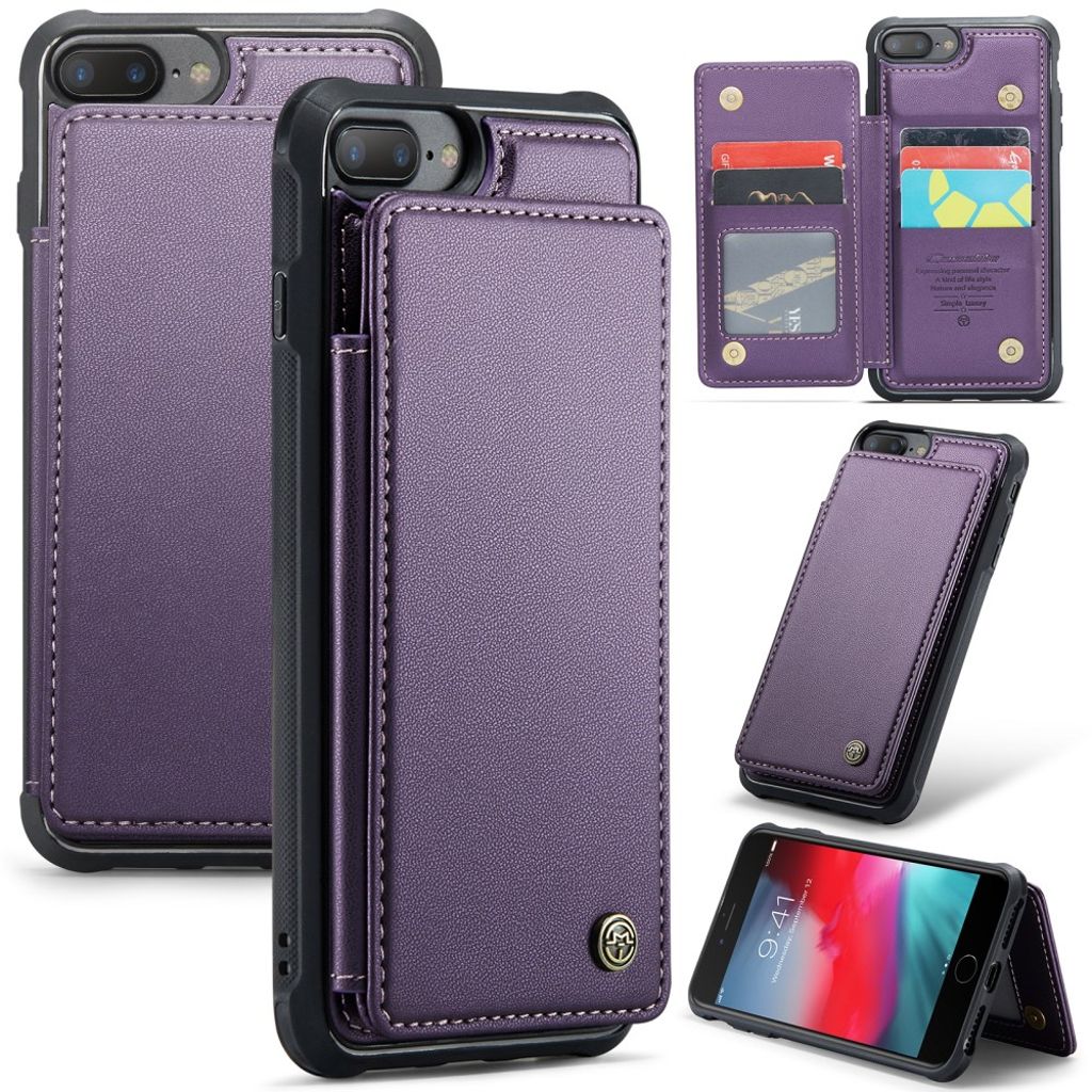 CASEME iPhone 6 Plus/6s Plus/7 Plus/8 Plus Cover med 5 Kortplads - Lilla