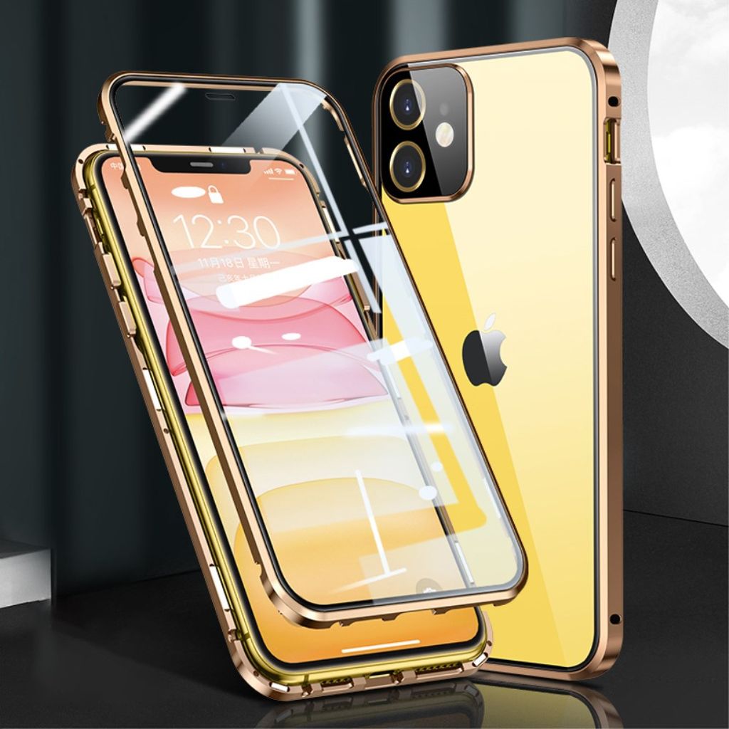 iPhone 12 Mini Case + Built-in Screen Protector - Gold