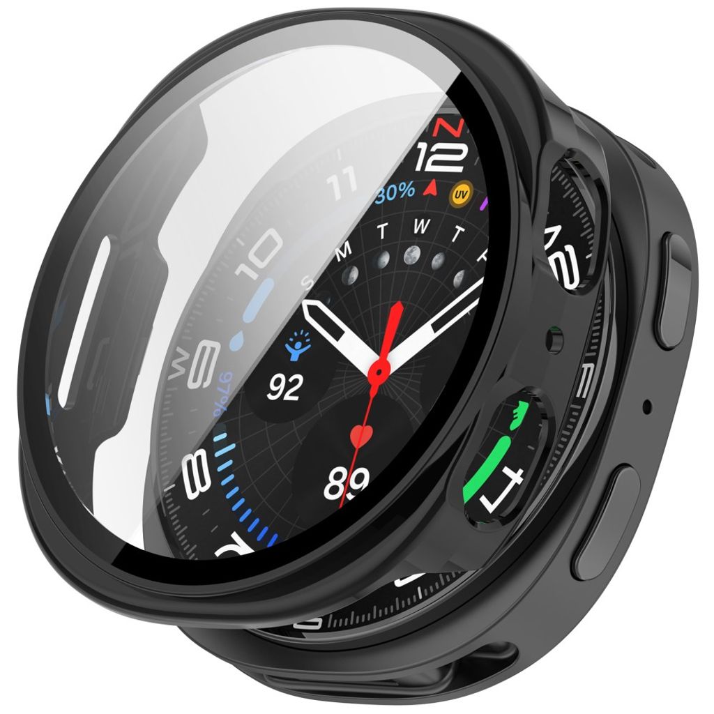 Samsung Galaxy Watch9 44mm Deksel med skjermbeskytter i glass - Svart