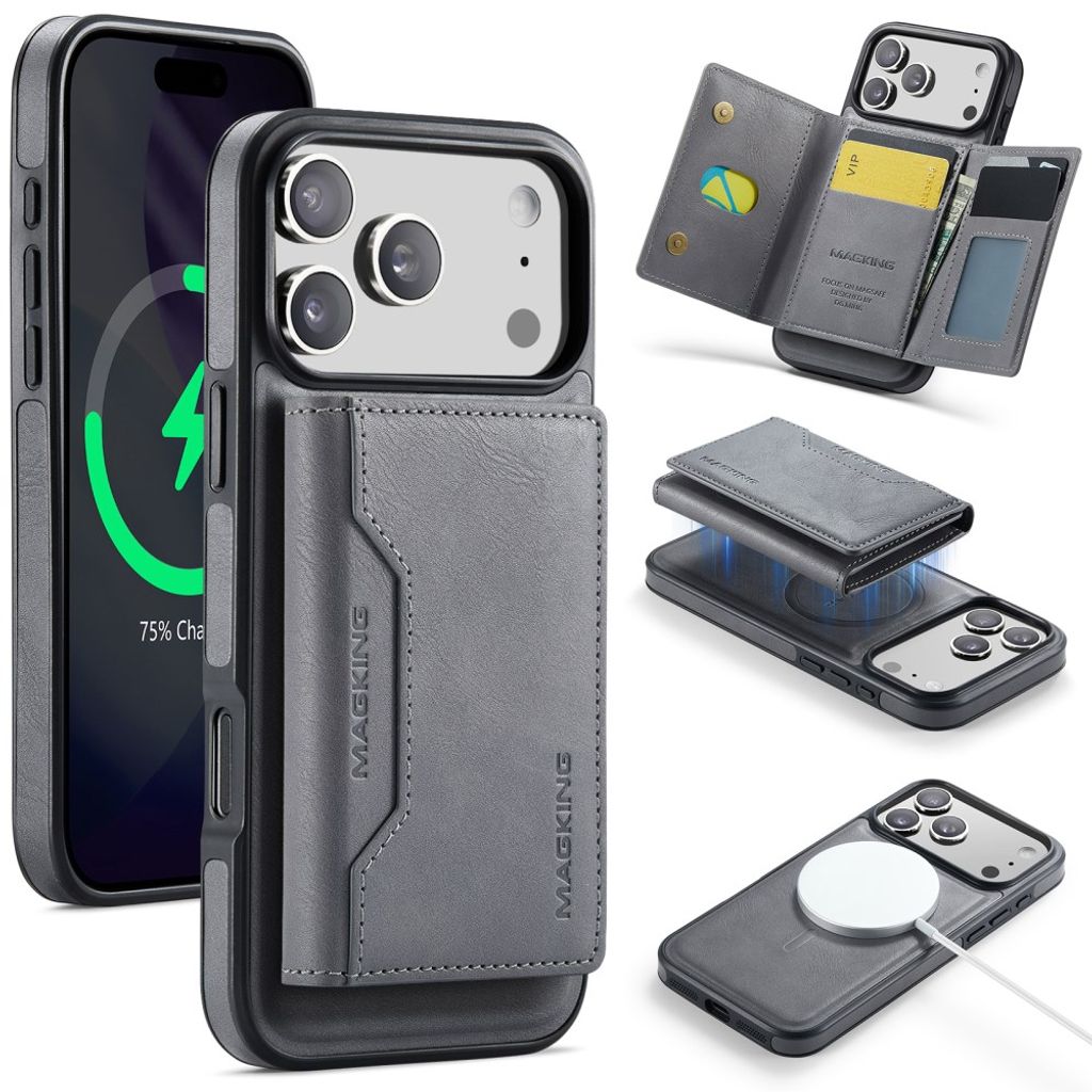 MAGKING iPhone 18 Pro Max/17 Pro Max MagSafe Kuori irrotettavalla lompakolla - Harmaa