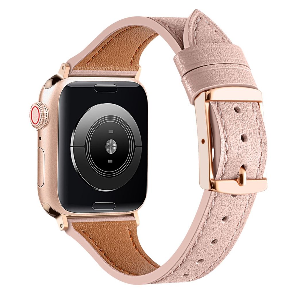 Apple Watch 38/40/41/42mm Urrem i ægte læder – Lyserød