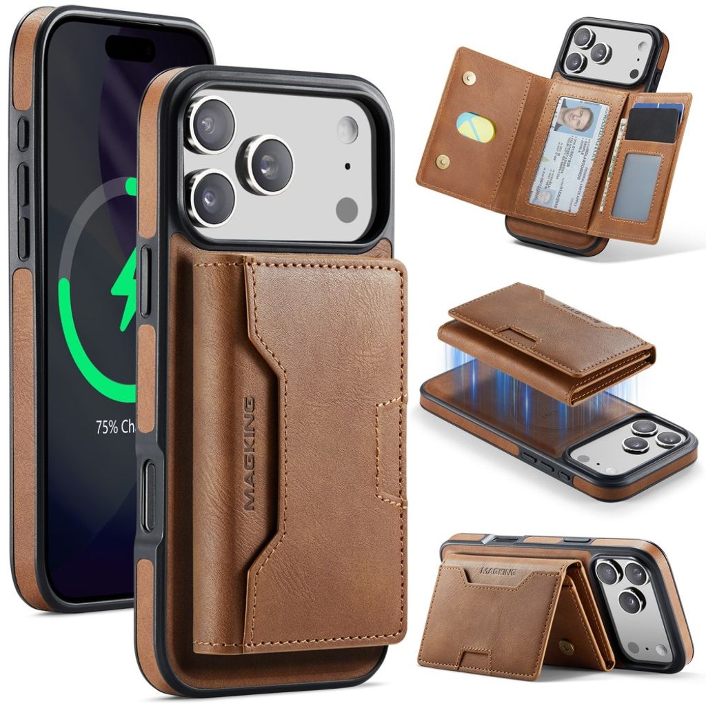 MAGKING iPhone 18 Pro Max/17 Pro Max MagSafe Kuori irrotettavalla lompakolla - Ruskea