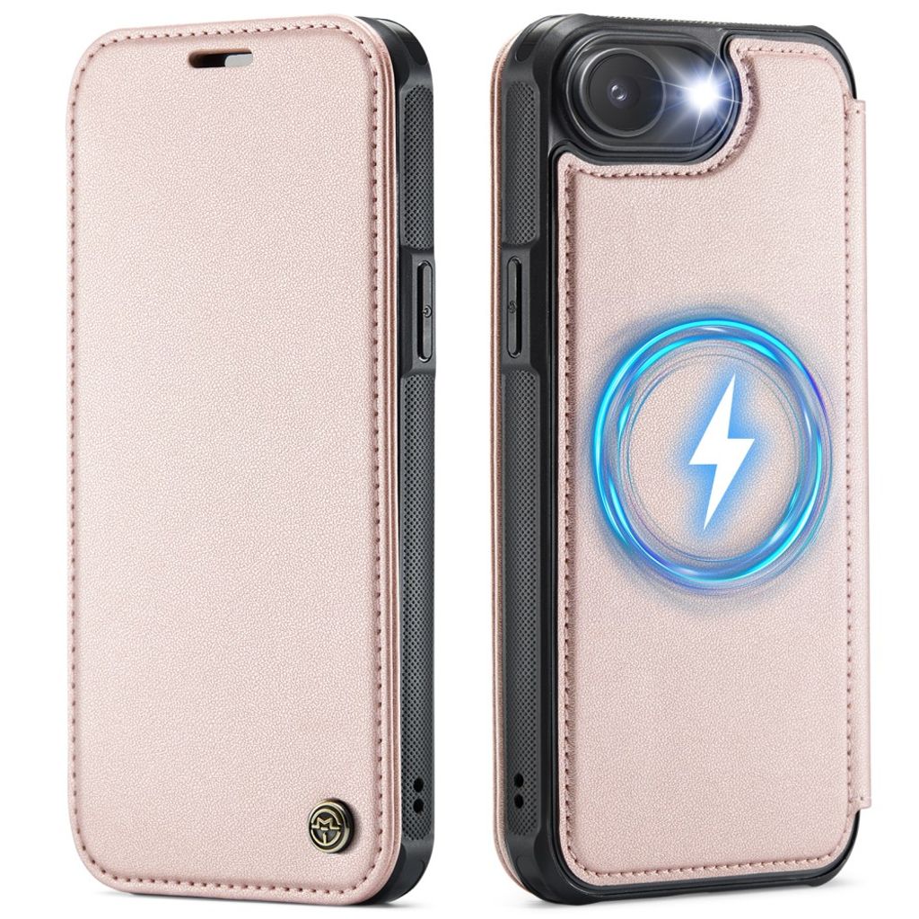 CASEME 053 iPhone 16e/iPhone 17e Lommeboketui MagSafe RFID Blokkerende - Lysrosa