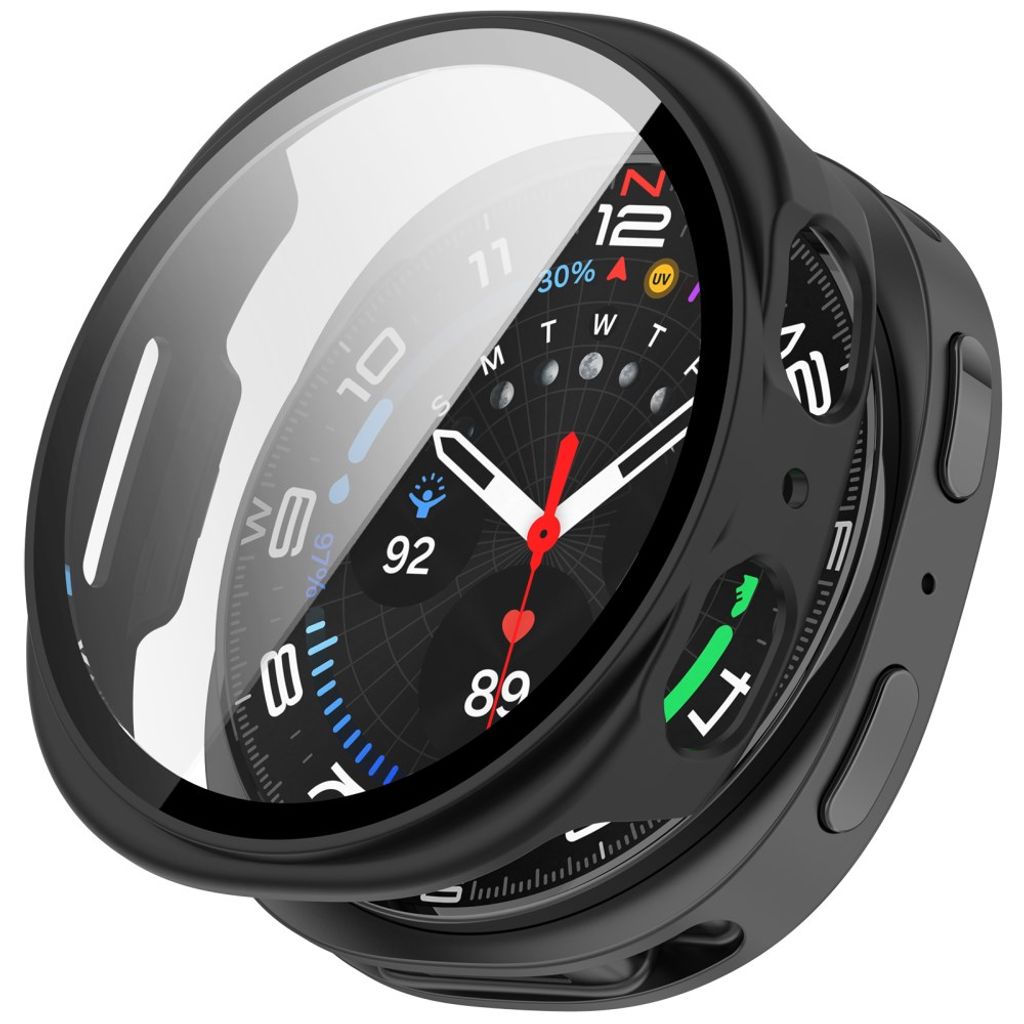 Samsung Galaxy Watch9 44mm Deksel med skjermbeskytter i glass - Svart