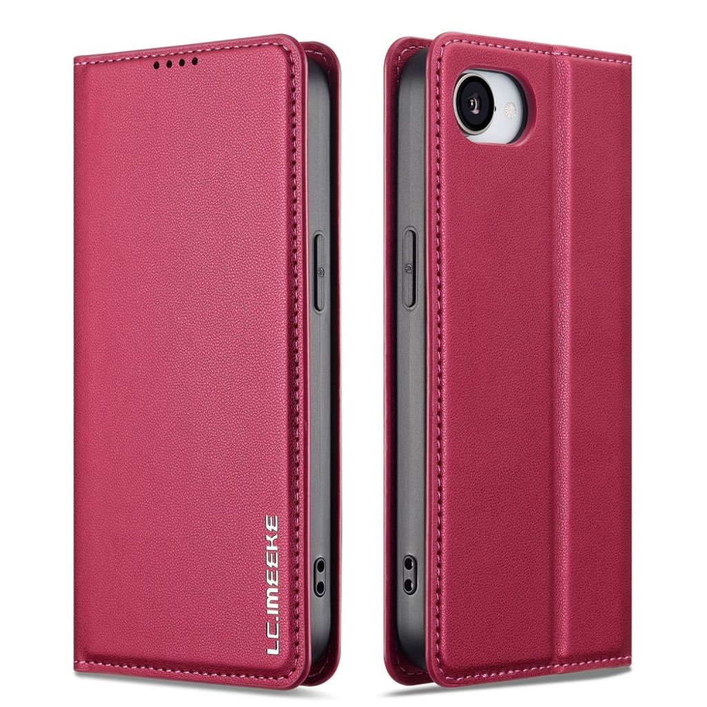 LC.IMEEKE Wallet Cover for iPhone 16e with Stand – Red