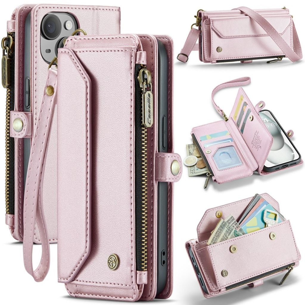 CASEME iPhone 15 Wallet Cover RFID Blocking Stand - Pink