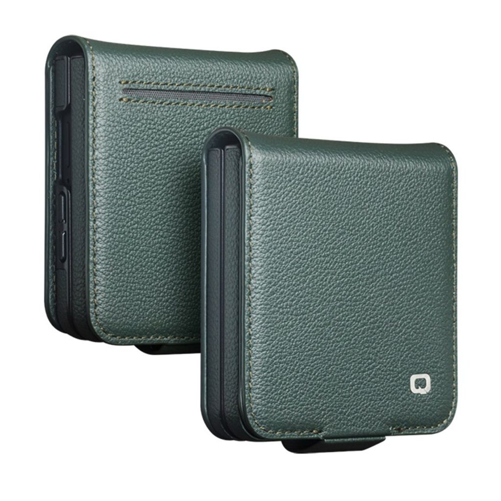 QIALINO Samsung Galaxy Z Flip8 Flip cover i ægte læder - Grøn
