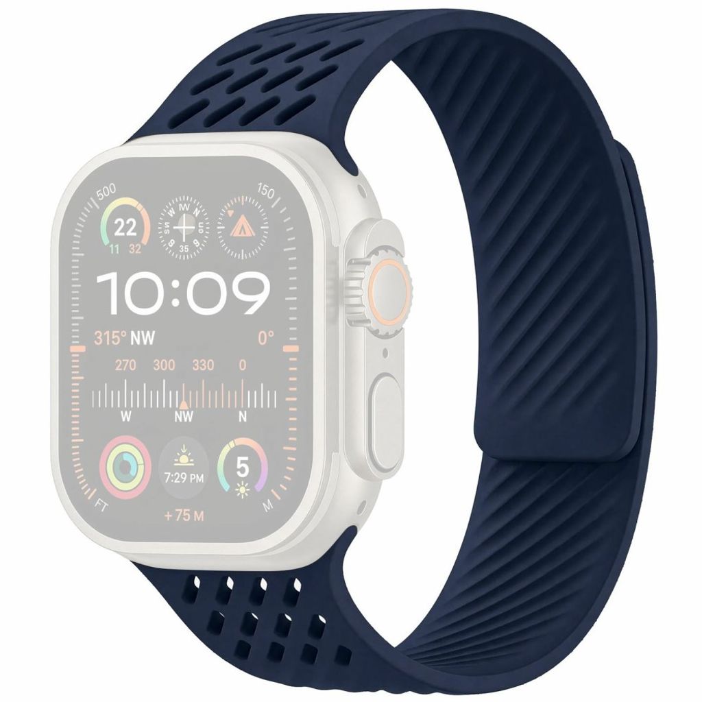Apple Watch 49 / 46 / 44 / 42mm Silikoninen kellonranneke - Tummansininen