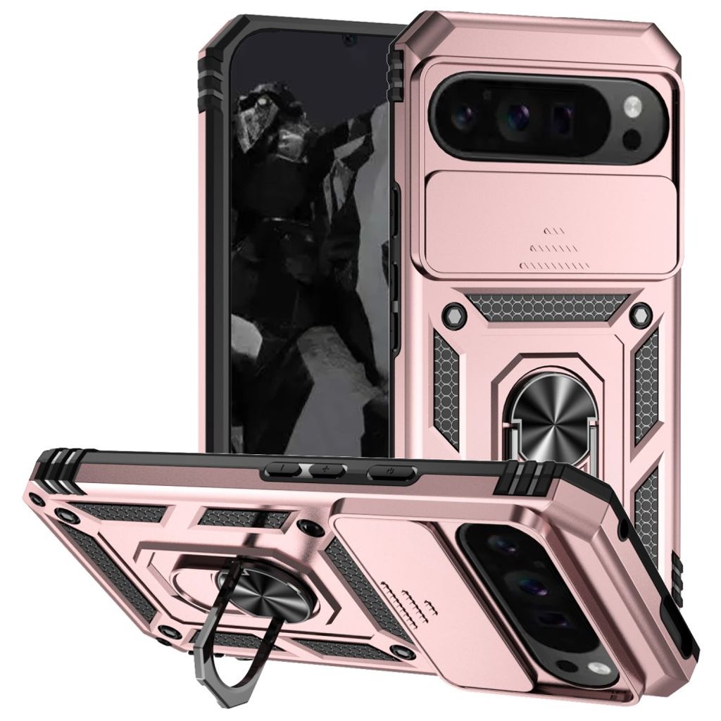 Google Pixel 10 Pro XL / Pixel 9 Pro XL Skal med Stativ - Roséguld