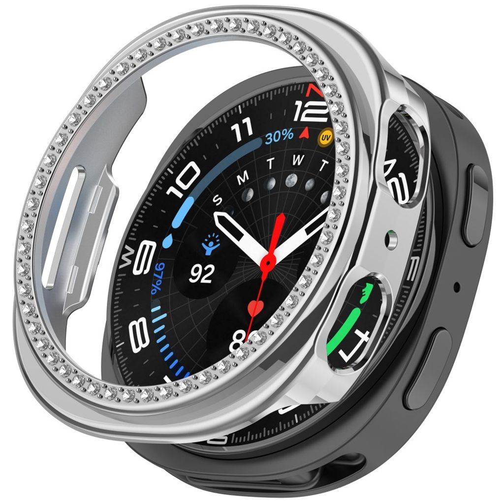 Samsung Galaxy Watch9 44mm Deksel med rhinsteiner - Sølv