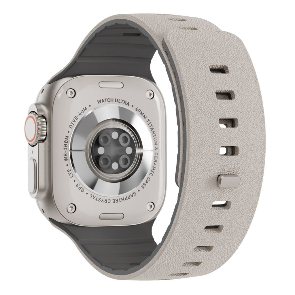 Apple Watch 42/41/40/38mm Klockarmband i texturerat silikon - Beige/Grå