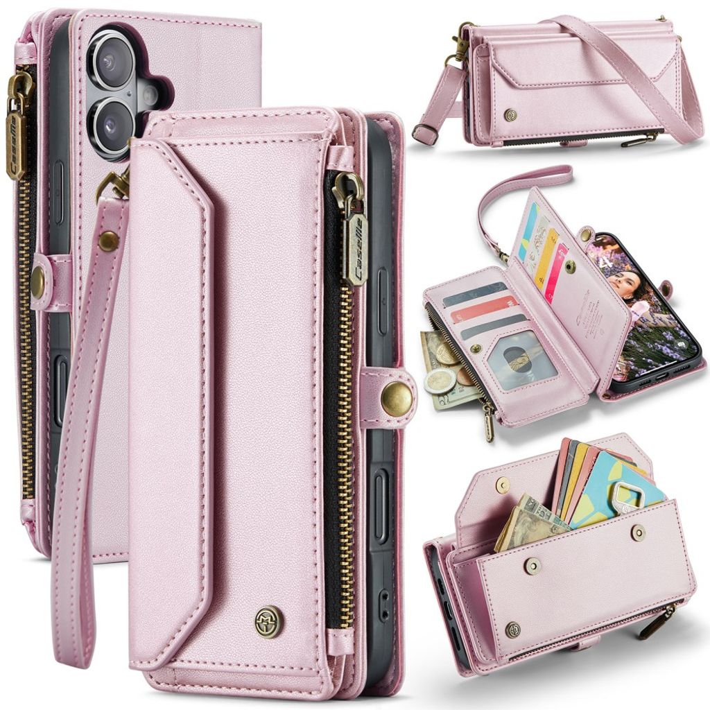 CASEME iPhone 16 Plus Cover with 10 Card Slots - Pink