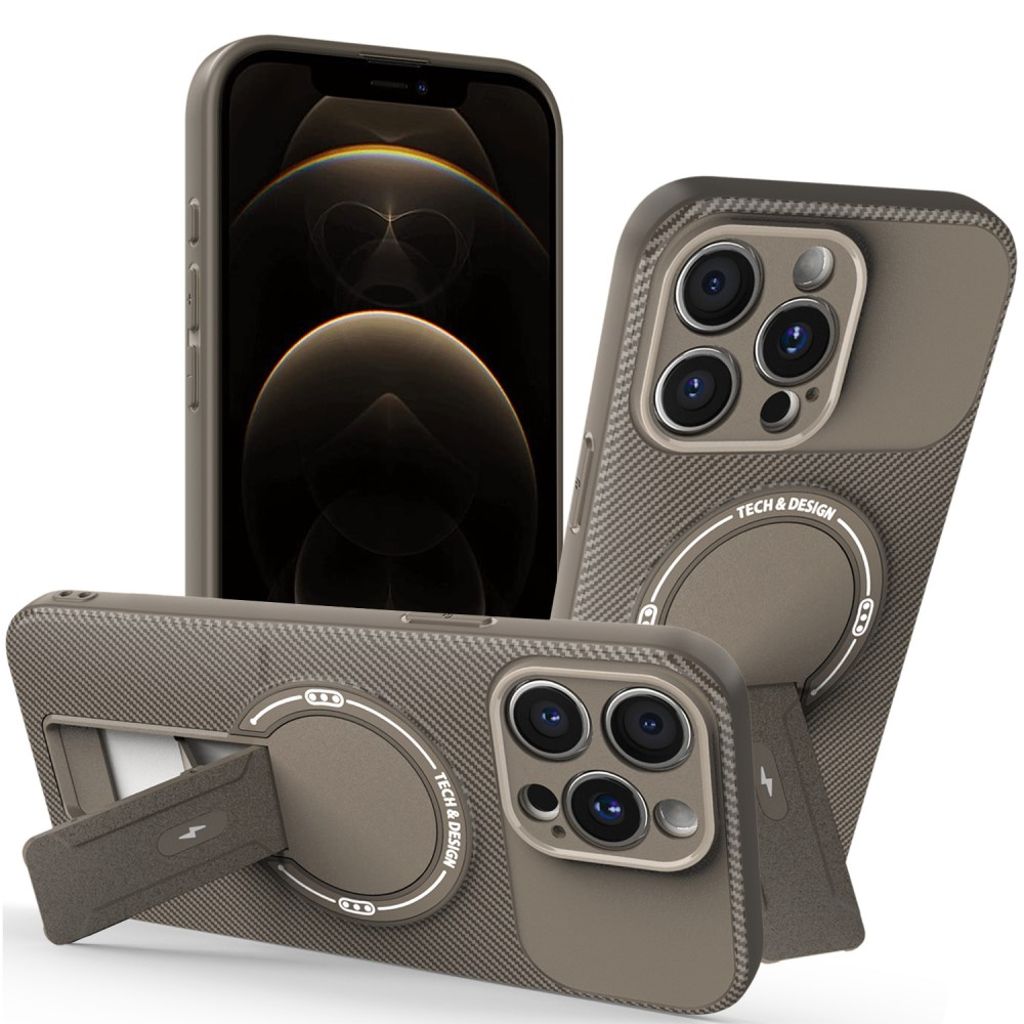 iPhone 12 Pro Max Kuori Jalusta - Ruskea