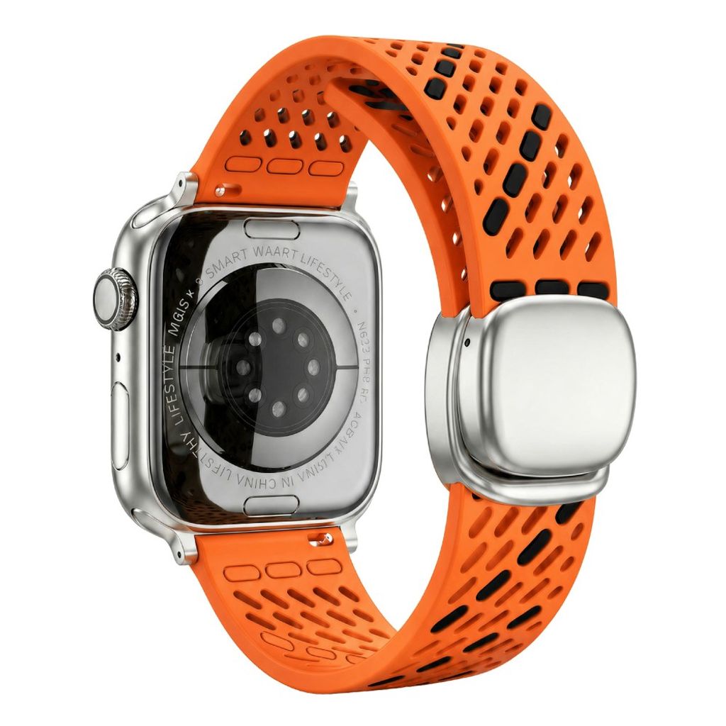 Apple Watch 49 / 46 / 44 / 42mm Klockarmband i Silikon - Orange/Svart