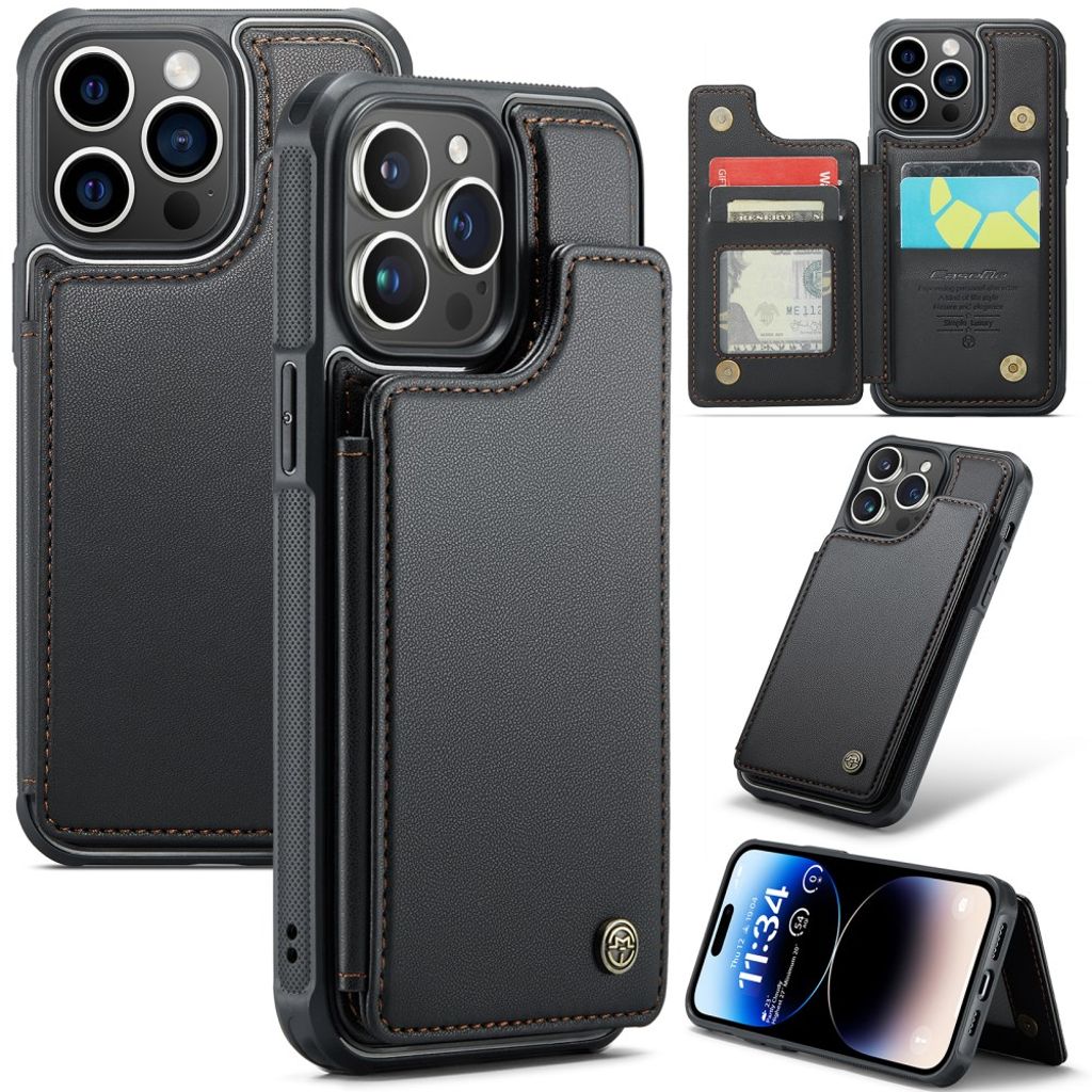 CASEME C22 iPhone 14 Pro Wallet Case RFID Blocking - Black