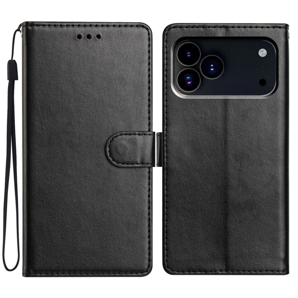 iPhone 18 Pro/17 Pro Plånboksfodral med Korthållare/Handledsrem - Svart