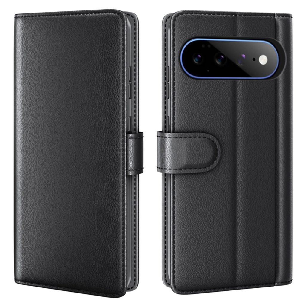 Google Pixel 11 Pro XL Plånboksfodral Äkta Läder - Svart
