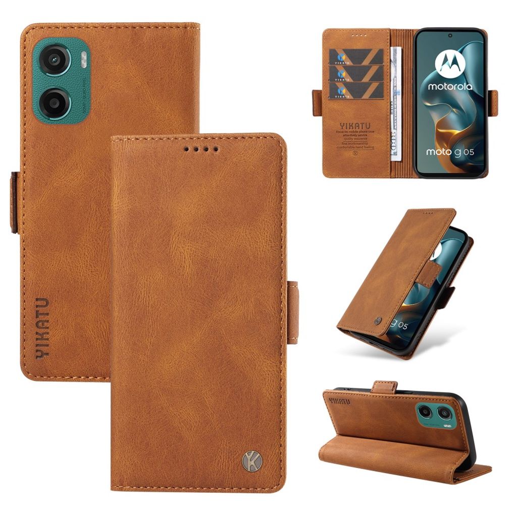YIKATU Motorola Moto G05 4G Plånboksfodral - Brun