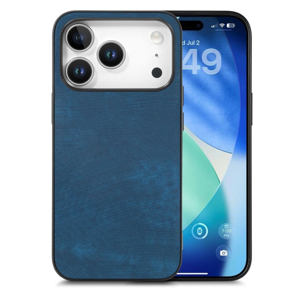 iPhone 18 Pro/17 Pro Kuori PU-nahkaa - Sininen