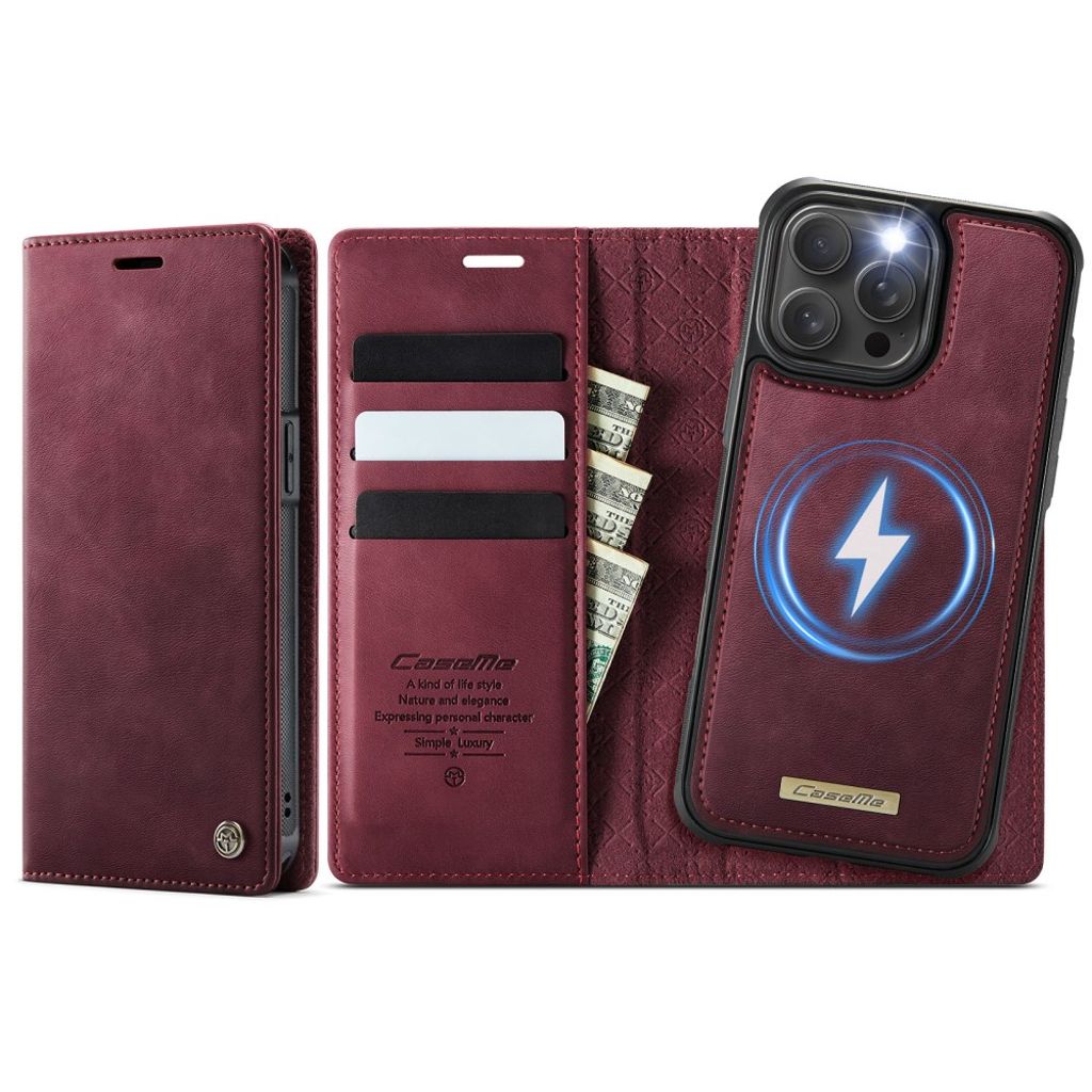 CASEME iPhone 14 Pro Plånboksfodral MagSafe RFID-blockerande – Röd