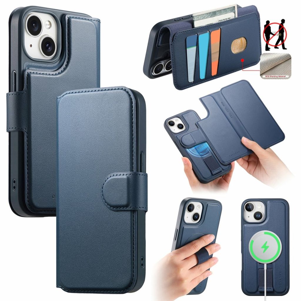 CASENEO iPhone 15 MagSafe Wallet Cover – Blue