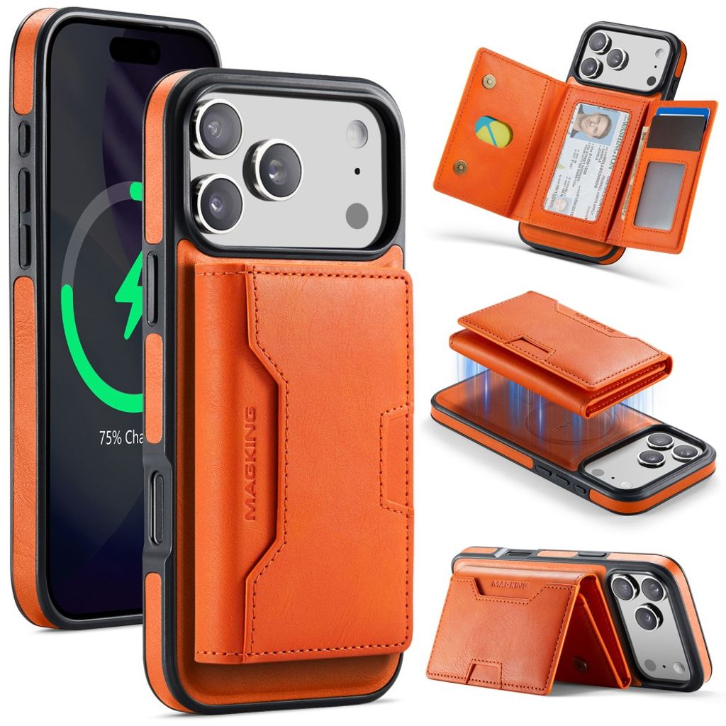 MAGKING iPhone 18 Pro Max/17 Pro Max MagSafe Kuori irrotettavalla lompakolla - Oranssi