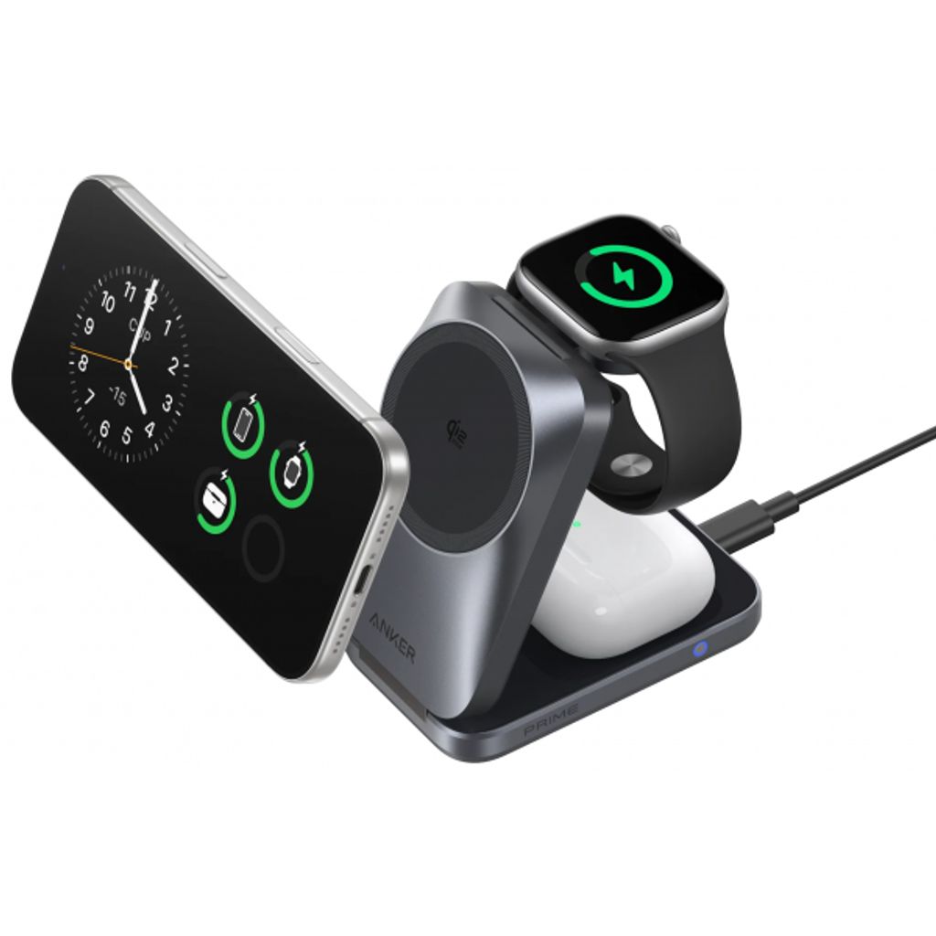 Anker Prime MagGo 3-i-1 trådløs ladestasjon 25W – svart