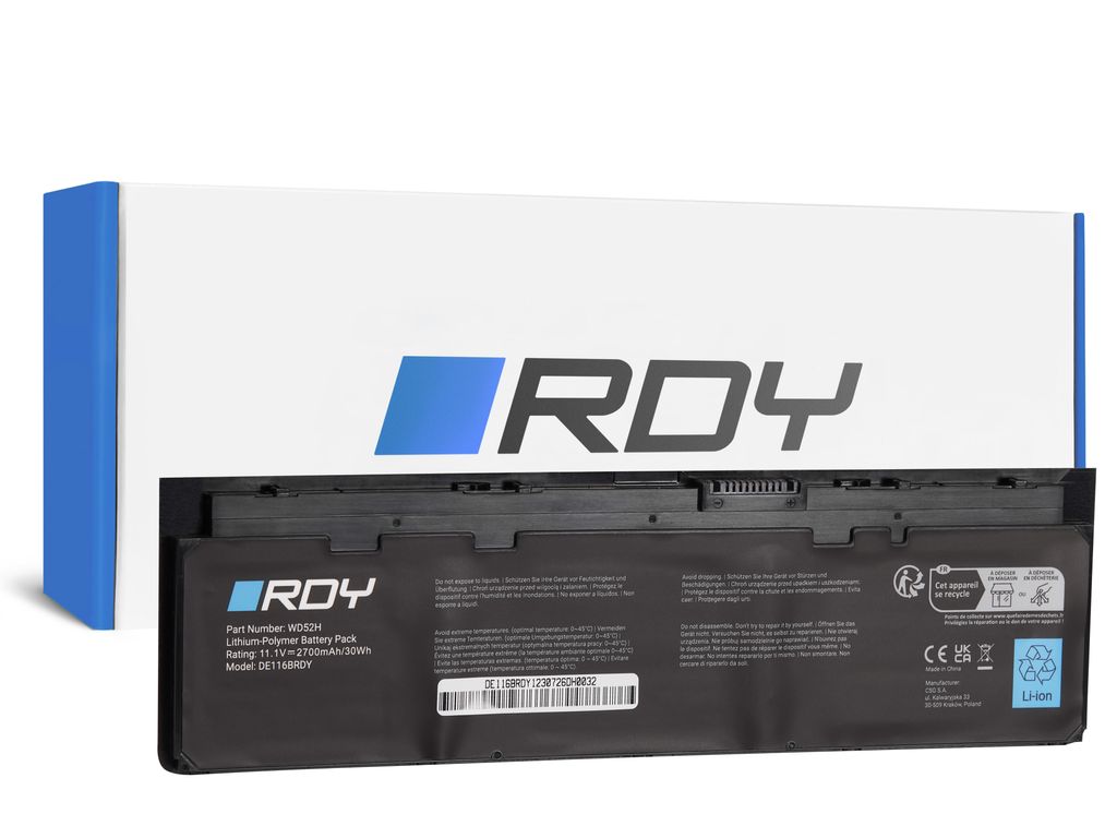 RDY Laptop-batteri WD52H GVD76 for Dell Latitude E7240 E7250
