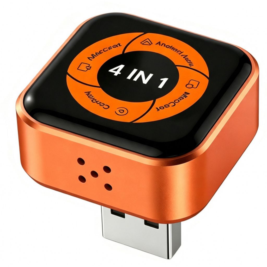 Carlinkit Mini Ultra6 trådløs Carplay / Android Auto-adapter – svart/oransje
