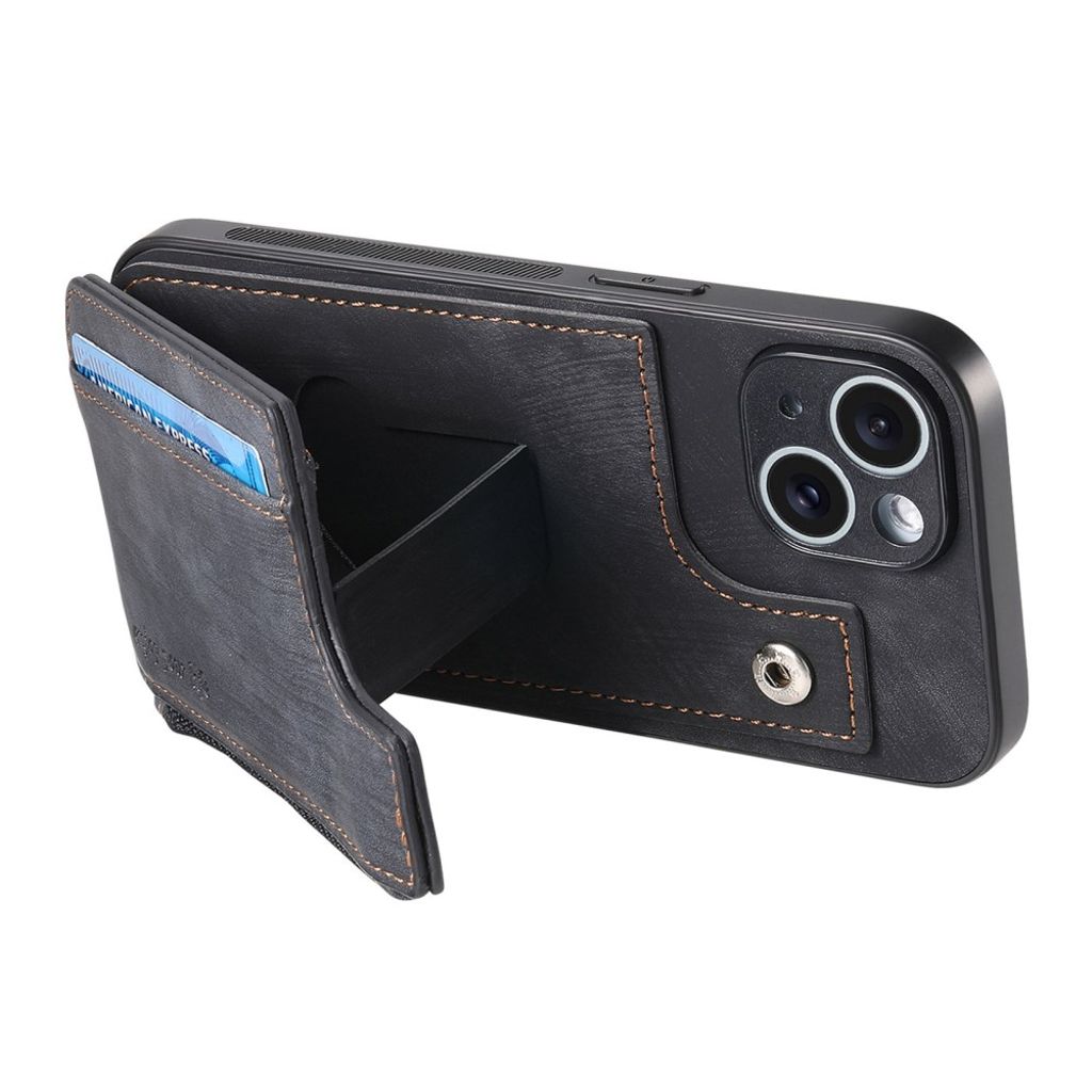 iPhone 14 Kuori Kortinpidike/Jalusta - Musta