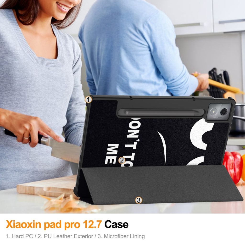 Lenovo Idea Tab Pro Etui Med Mønster og Stativ - Svart