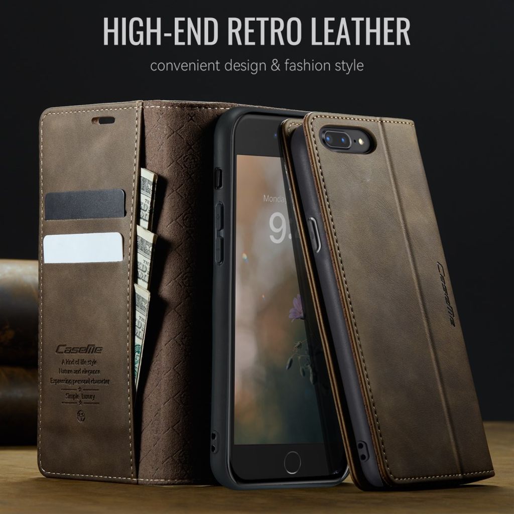 CASEME iPhone 6 Plus / 7 Plus / 8 Plus Fodral med Stativ - Brun