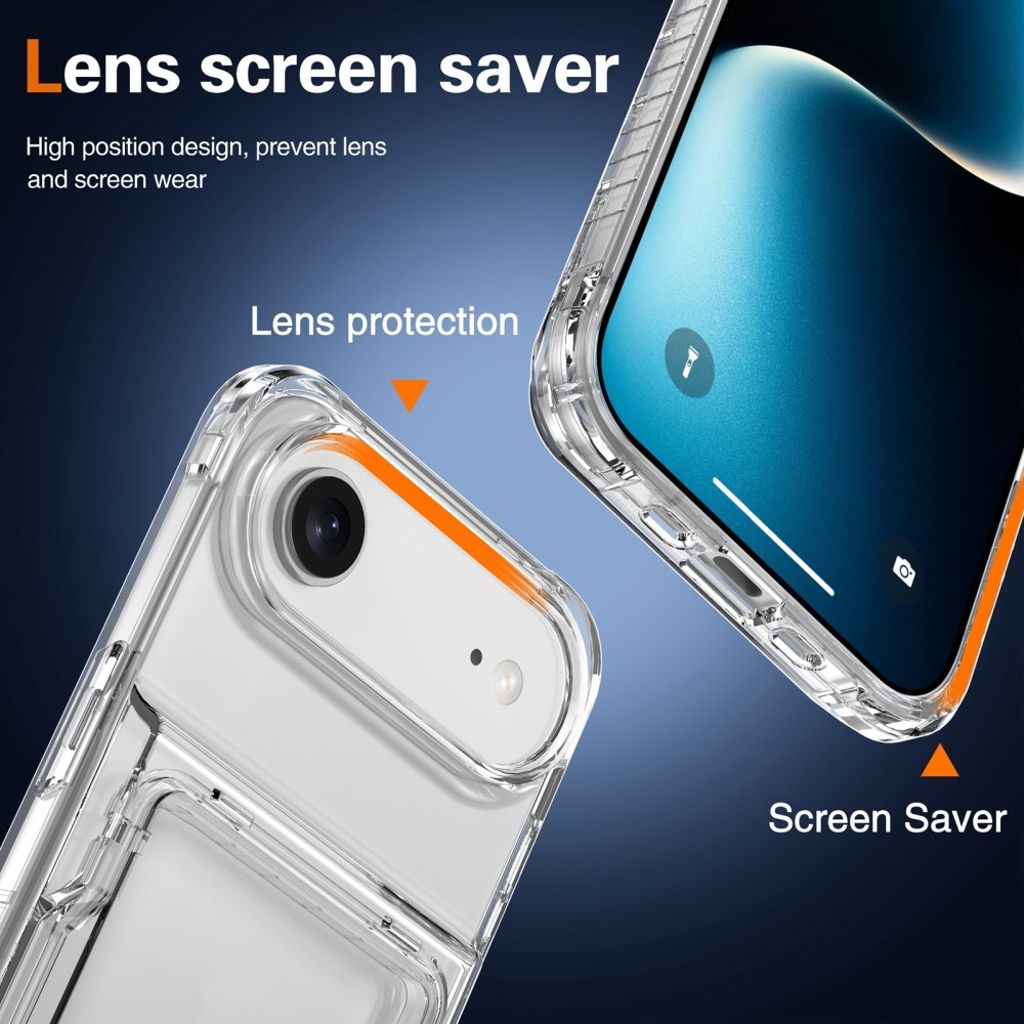 iPhone 17 Air Skal med Stativ och Kortfack - Transparent