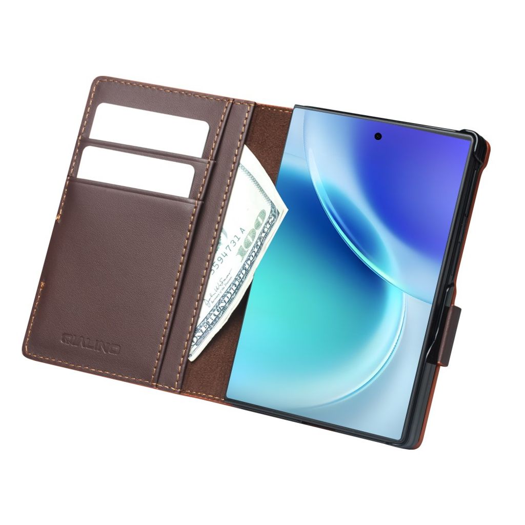 QIALINO Samsung Galaxy Z Fold8 Flip cover i ægte læder - Brun