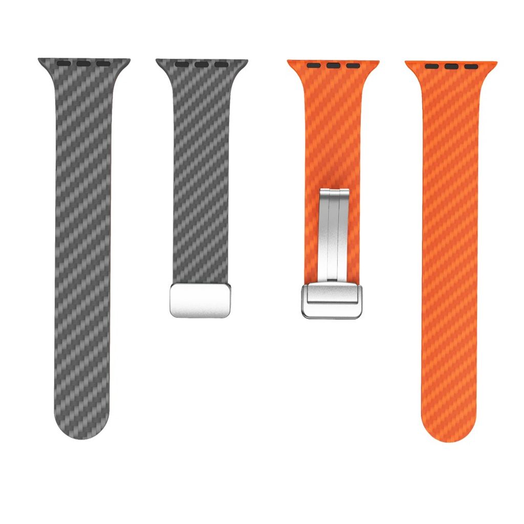 Apple Watch 42 / 41/ 40 / 38mm Klockarmband kolfibertextur - Grå/Orange