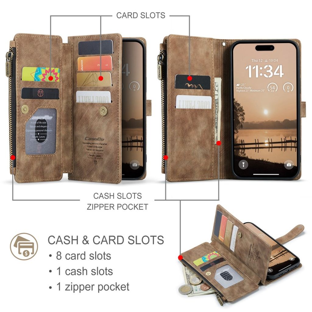 CASEME iPhone 17 Pro Fodral med Stativ - Brun