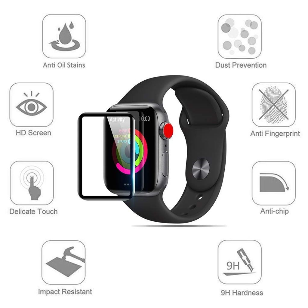 Apple Watch SE3/SE2/SE1/6/5/4 40 mm skjermbeskytter – gjennomsiktig med svart kant