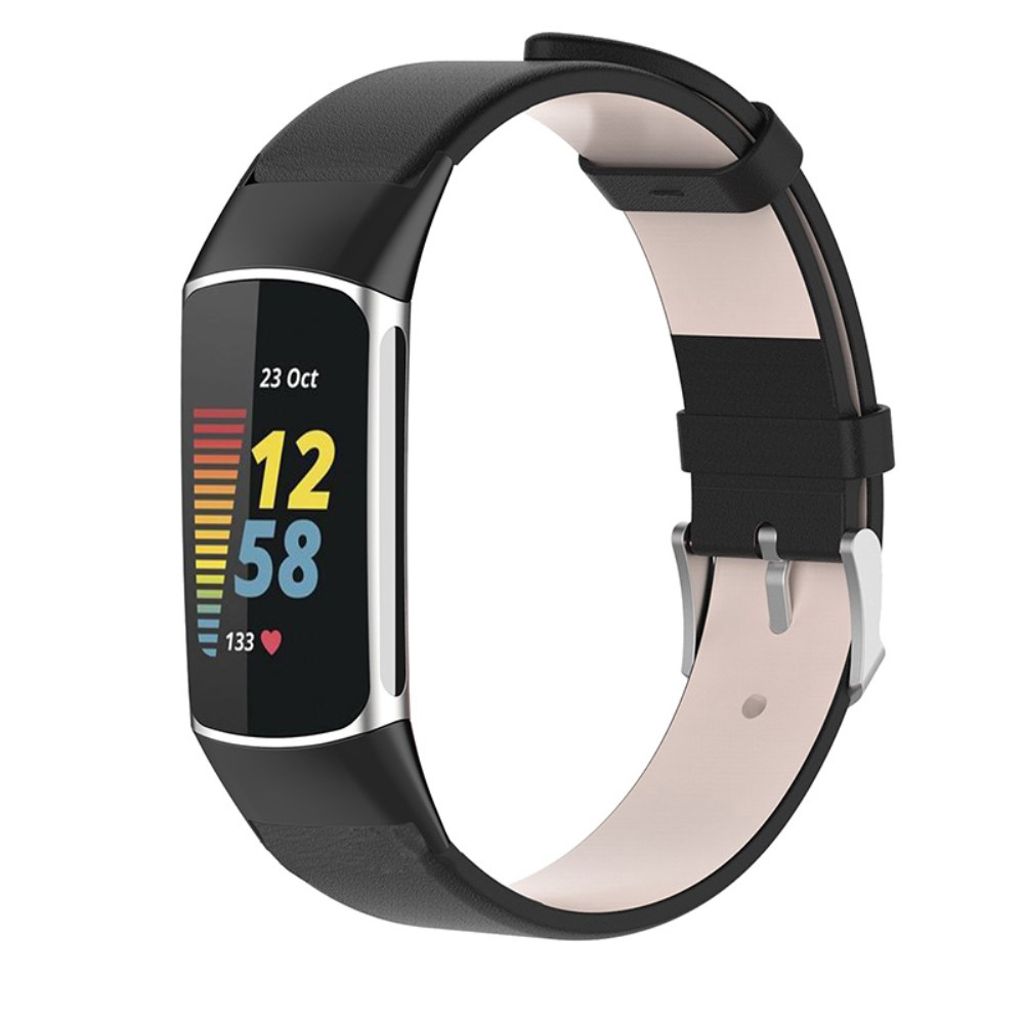Fitbit Charge 6/5 Klokkereim i skinn - Svart
