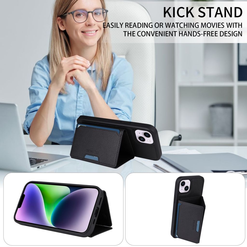 BETOPNICE iPhone 14 Plus MagSafe-deksel med avtakbar lommebok - Svart