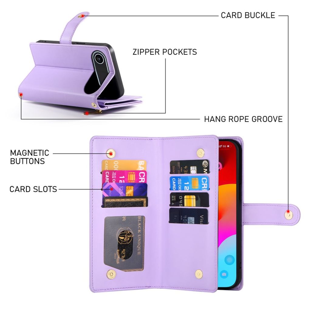 iPhone 17 Air Lompakkokotelo Kantohihna - violetti