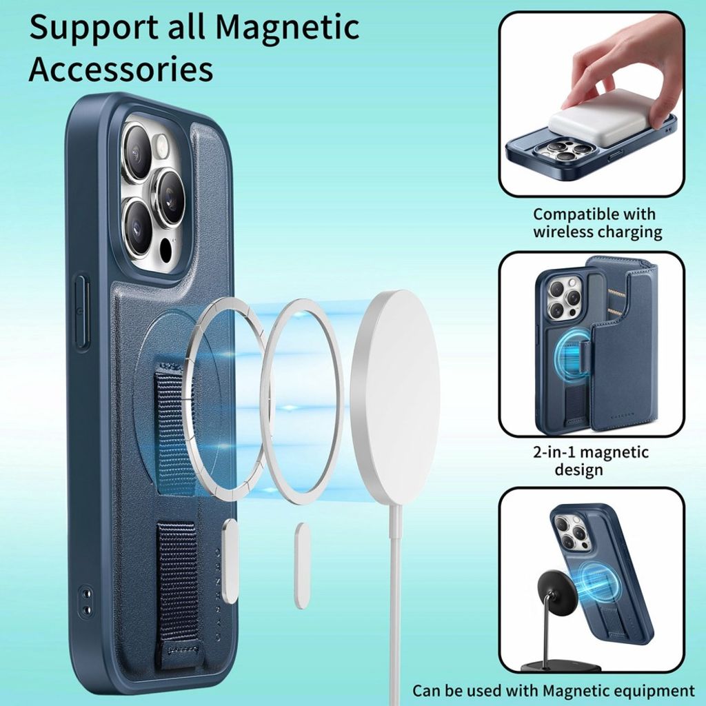 CASENEO iPhone 15 Pro MagSafe Wallet Cover Detachable wallet - Blue