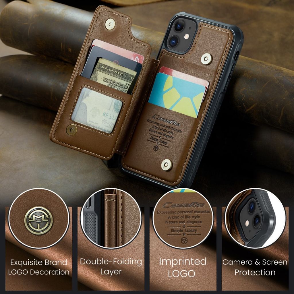 CASEME iPhone 11 Kuori 5 Korttipaikka - Ruskea