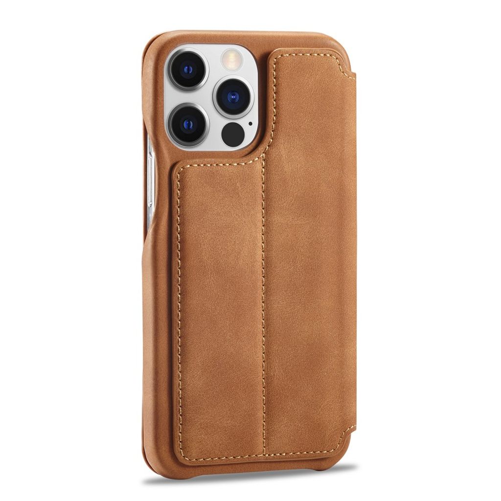 LC.IMEEKE iPhone 15 Pro Wallet Cover Stand/Card Holder - Brown