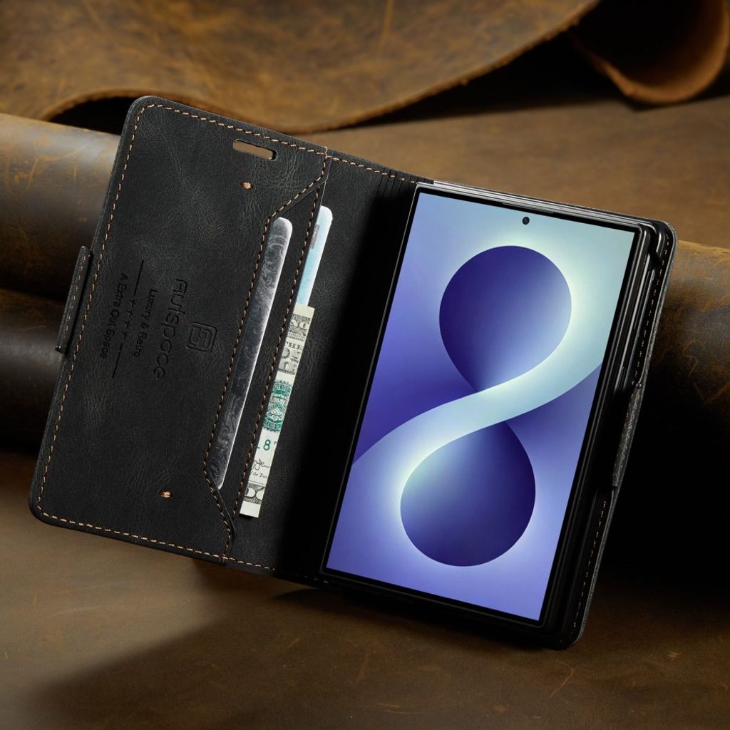 AUTSPACE Samsung Galaxy Z Fold8 Flip Cover i PU-læder med RFID-blokering - Sort