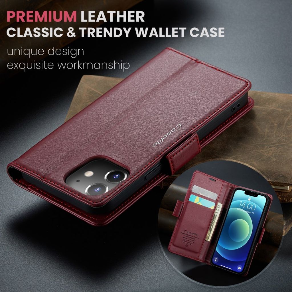 CASEME iPhone 12 Mini Wallet Cover with Stand - Red