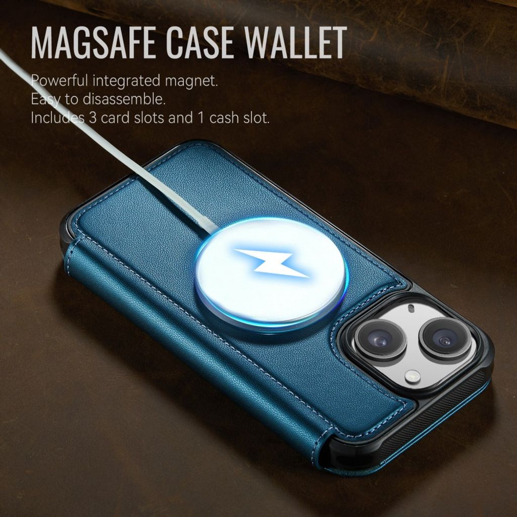 CASEME 053 iPhone 12/12 Pro Lompakkokotelo MagSafe RFID-estävä - Sininen