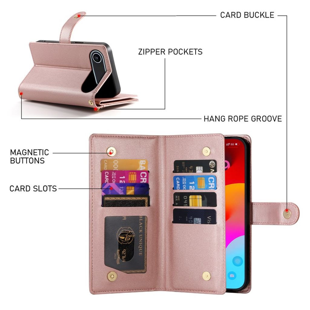 iPhone 17 Air Plånboksfodral med Bärrem - Rosa