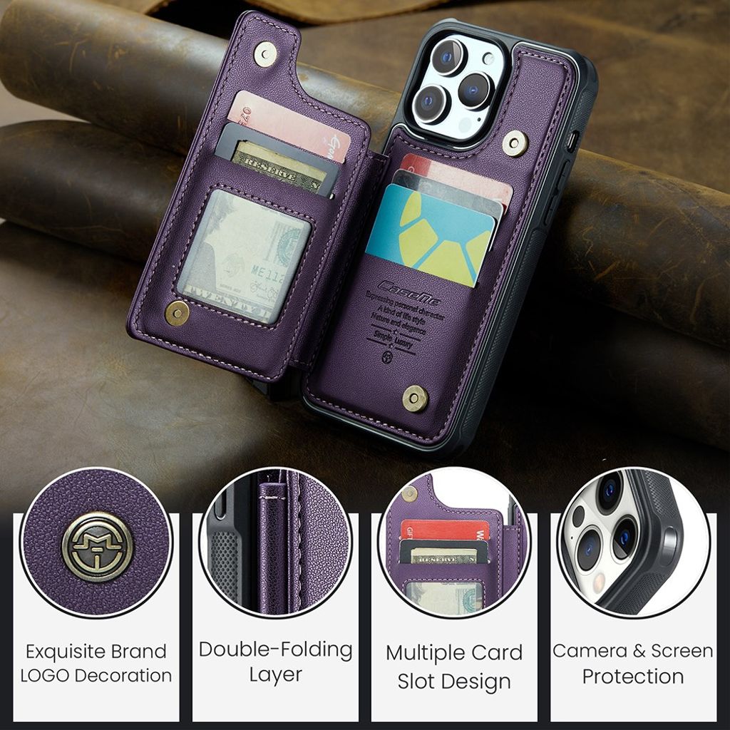 CASEME iPhone 12 Pro Max Cover med Pung - Lilla