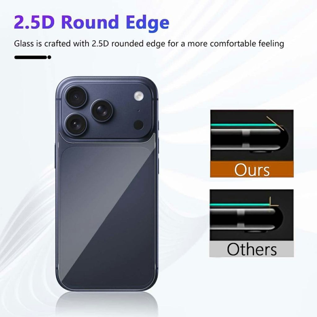 iPhone 18 Pron takakansi karkaistulla lasilla, 2.5D Arc Edge, 2 kpl pakkaus